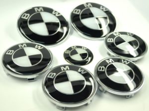 BMW-Black-White-Emblem-Logo-Badge-Set-7-pc-Set-82mm-73mm-Hood-Trunk