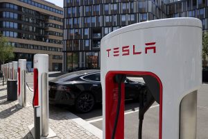 Tesla Inc. City Center Charge Site With Clean-energy Technology Stocks Rising