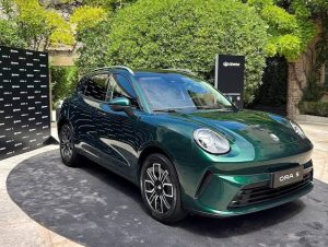 Компактният SUV модел Ora 5 на Great Wall Motor, представен по време на събитие за медиите във Верона, Италия, на 2 юли 2026 г. Снимката е направена с мобилен телефон. REUTERS